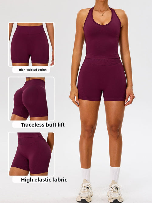 Seamless High-Waist Yoga Fitness Shorts